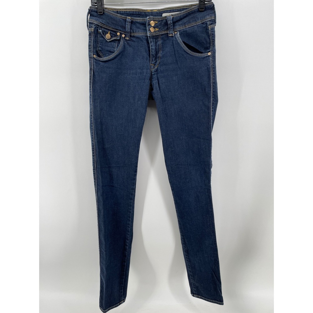 H&M SQIN Slim Jeans Women 28x32 Dark Blue Low Waist Stretch Denim‎